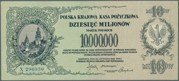 Poland / Polen: 10.000.000 Marek Polskich 1923, P.39, Very Soft Vertical Fold At Center, Some Minor - Polen