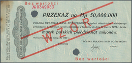 Poland / Polen: 50.000.000 Marek Polskich 1923 Specimen With Red Ovpt. WZOR And Specimen Number 0349 - Poland