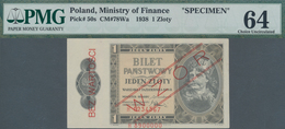 Poland / Polen: Ministry Of Finance 1 Zloty 1938 SPECIMEN, P.50s, PMG Graded 64 Choice Uncirculated - Polen