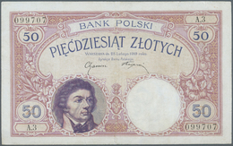 Poland / Polen: 50 Zlotych 1919, P.56, Repaired Tears At Upper And Lower Margin, Vertical Fold At Ce - Polonia