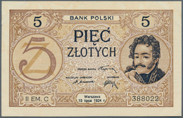 Poland / Polen: 5 Zlotych 1924, II. Emission, P.61a, Slightly Dent Marks From A Presentation Book Al - Polen