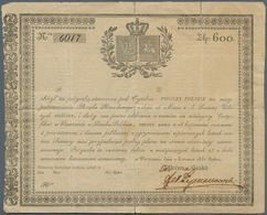 Poland / Polen: 600 Zlotych 1831, P.NL In Used Condition With A Number Of Taped Tears On Back. Very - Polen