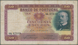 Portugal: 50 Escudos 1938 P. 149, Normal Traces Of Use, Stronger Center Fold, Light Staining In Pape - Portogallo