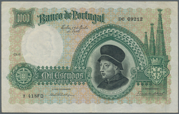 Portugal: 1000 Escudos 1938 P. 152, Center Fold And Horizontal Fold, Light Creasing At Upper Border - Portogallo