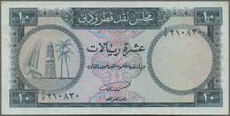 Qatar & Dubai: 10 Riyals ND(1960's), P.3, Nice Original Shape With A Few Spots And Several Folds. Co - Emirati Arabi Uniti