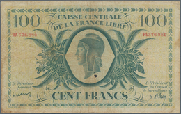 Réunion: Caisse Centrale De La France Libre 100 Francs 1941 With Serial Number PA376.880, P.37a, Lig - Riunione