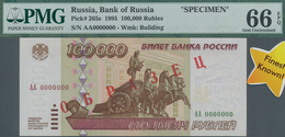 Russia / Russland: 100.000 Rubles 1995 SPECIMEN, P.265s In UNC, PMG Graded 66 Gem Uncirculated EPQ - Russia