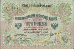 Russia / Russland: North Russia 3 Rubles 1919 P. S145, Folded. Condition: XF. - Russia