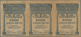 Russia / Russland: Transcaucasia - Commissariat Uncut Sheet Of 3 Notes 1 Ruble 1918, P.S601 In Perfe - Russia