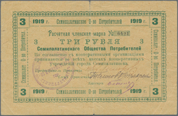 Russia / Russland: Kazakhstan - Semipalatinsk 3 Rubles 1919, P.NL (R. 16438), Condition: F/F+. Highl - Rusia