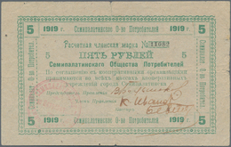 Russia / Russland: Kazakhstan - Semipalatinsk 5 Rubles 1919, P.NL (R. 16439), Condition: F/F+. Highl - Rusia