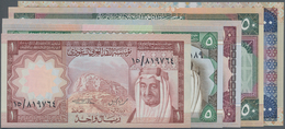 Saudi Arabia  / Saudi Arabien: L. AH1379 ND(1976-1977) Issue, Set With 5 Banknotes 1 - 100 Riyals P. - Saudi Arabia