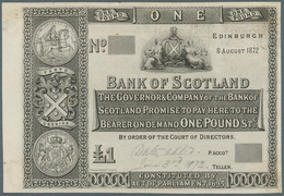 Scotland / Schottland: 1 Pound 1872 Proof P. 65p, Uniface Printed With Pencil Annotations At Lower B - Other & Unclassified