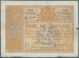 Scotland / Schottland: 1 Pound 1919 P. 81c, Seldom Seen Note, Horizontally And Vertically Folded, Sm - Andere & Zonder Classificatie