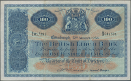 Scotland / Schottland: The British Linen Bank 100 Pounds 1954, P.160b, Excellent Condition For This - Autres & Non Classés