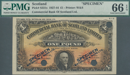 Scotland / Schottland: The Commercial Bank Of Scotland Limited 1 Pound 1927 Color Trial SPECIMEN In - Autres & Non Classés