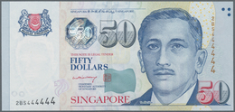 Singapore / Singapur: 50 Dollars ND(1999) P. 41b With Solid Serial Number #2BS 444444 In Condition: - Singapour