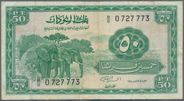 Sudan: 50 Piastres 1964 P. 7a, Used With Folds And Creases, Stained Paper But No Repairs, Condition: - Sudan
