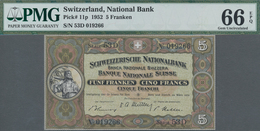 Switzerland / Schweiz: 5 Franken 1952, P.11p In UNC, PMG Graded 66 Gem Uncirculated EPQ - Switzerland