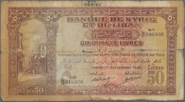 Syria / Syrien: Banque De Syrie Et Du Liban 50 Livres 1939, P.44, Highly Rare Banknote, Almost Well - Syria