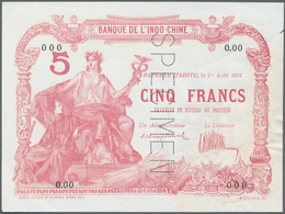 Tahiti: Very Rare Specimen Note Of 5 Francs 1923 Banque De L'Indochine P. 4s, With Vertical Specimen - Other - Oceania