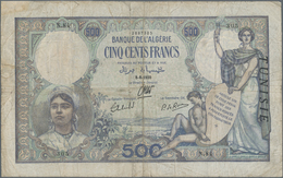 Tunisia / Tunisien: Banque De L'Algérie 500 Francs 1939 With "TUNISIE" Overprint At Right On Algeria - Tunisia