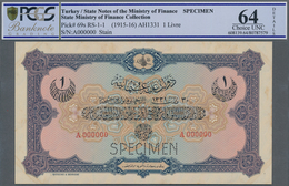 Turkey / Türkei: 1 Livre ND(1915-16) Specimen P. 69s With Zero Serial Numbers And Specimen Perforati - Turquie