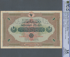 Turkey / Türkei: Rare Specimen Banknote Of 5 Livres ND(1915-16) AH1331, RS-1-2-2, With Arablic Speci - Turkey