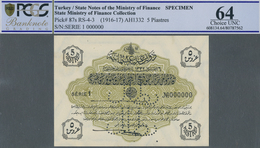 Turkey / Türkei: 5 Piastres ND(1916-17) Specimen P. 87s In Condition: PCGS Graded 64 Choice UNC. - Turkey