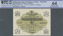 Turkey / Türkei: 5 Piastres ND(1916-17) Specimen P. 87s In Condition: PCGS Graded 64 Choice UNC. - Turquie