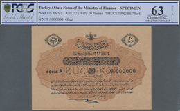 Turkey / Türkei: 20 Piastres ND(1916) Specimen Druckprobe P. 88s, With Zero Serial Numbers And Speci - Turquie