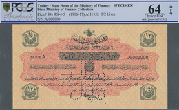 Turkey / Türkei: 1/2 Livre ND(1916-17) Specimen P. 89s With Zero Serial Numbers And Specimen Perfora - Turkey