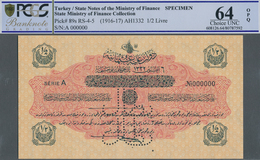 Turkey / Türkei: 1/2 Livre ND(1916-17) Specimen P. 89s With Zero Serial Numbers And Specimen Perfora - Turchia