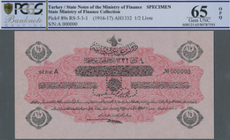 Turkey / Türkei: 1/2 Livre ND(1916-17) Specimen P. 89s With Zero Serial Numbers And Speicmen Perfora - Turkey