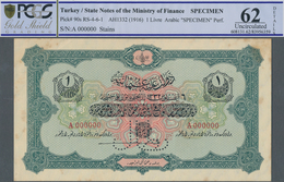 Turkey / Türkei: 1 Livre ND(1916) Specimen P. 90s With Zero Serial Numbers And Specimen Perforation - Turquia