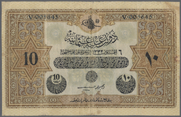 Turkey / Türkei: 10 Livres 1916 P. 92, Used With Several Folds And Creases, No Tears, A Small Piece - Turkije