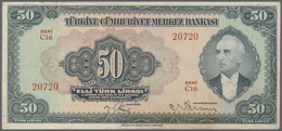 Turkey / Türkei: 50 Lira ND(1947) P. 143a, Slight Folds In Paper, No Holes Or Tears, Very Light Stai - Türkei