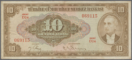 Turkey / Türkei: 10 Lira ND(1948) P. 148a, Normal Traces Of Use, Folds, No Holes Or Tears, Strongnes - Turquia