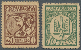 Ukraina / Ukraine: Set With 20 And 40 Shahiv Stamp Money Issue ND(1918), P.8, 10, Both With Lightly - Ukraine