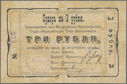 Ukraina / Ukraine: Voucher For 3 Rubles 1918, P.NL (R 18652), Small Holes At Center, Several Folds A - Ukraine
