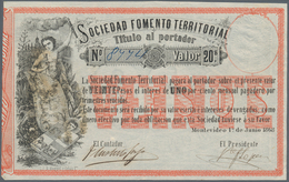 Uruguay: Sociedad Fomento Territorial 20 Pesos 1868, P.S482 In VF+ - Uruguay