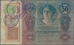 Yugoslavia / Jugoslavien: 50 Kronen ND(1919), Adhesive Stamp On Austria # 15, P.8b, Used Condition W - Yugoslavia
