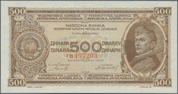 Yugoslavia / Jugoslavien: 500 Dinara 1946, P.66a Without Security Thread And Small Numerals, Tiny Di - Jugoslavia