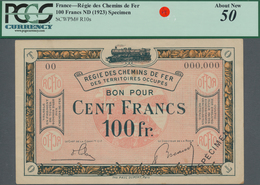 France / Frankreich: Regie Des Chemins De Fer 100 Francs 1923 SPECIMEN, P.10s With Minor Stains And - Altri & Non Classificati