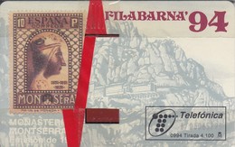 TARJETA DE ESPAÑA DE FILABARNA 94 DE TIRADA 4100 SELLO VIRGEN DE MONTSERRAT (STAMP)NUEVA-MINT - Francobolli & Monete