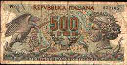 1759) Splendida Banconota Da 500£ ARETUSA SERIE SPECIALE W2 DEL 20-6-1966 - 500 Lire