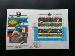 San Marino Football 1990 Soccer Sport Games (miniature FDC) - Brieven En Documenten