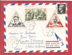 Y&T N° 333+354+355+  MONACO     Vers  FRANCE 1951 - Briefe U. Dokumente