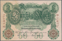 Deutschland - Deutsches Reich Bis 1945: 50 Mark 1906 Ro 25a Mit Zwei Mittelfalten In Erhaltung VF+ B - Altri & Non Classificati