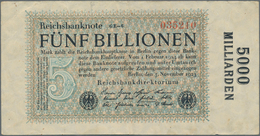 Deutschland - Deutsches Reich Bis 1945: 5 Billionen Mark 1923, Wz. Ringe, Fz. GE, KN 6-stellig, Ro.1 - Other & Unclassified